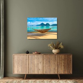 Obraz na szkle - Hamak na plaży (70x50 cm)