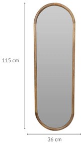 Duże lustro ścienne w drewnianej ramie, 36 x 2,5 x 115 cm