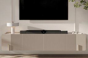Szafka RTV Malmi 200 cm wisząca - kaszmir / crema bianca / złoty