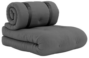 Ciemnoszary fotel rozkładany odpowiedni na zewnątrz Karup Design OUT™ Buckle Up Dark Grey