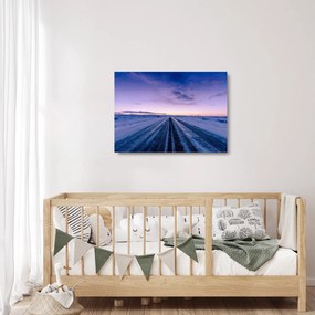 Obraz na szkle - droga zimą (70x50 cm)