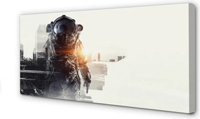 Fotoobraz na płótnie Postać na Tle Miasta