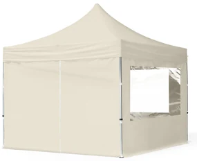 TOOLPORT 3x3 m Namiot Ekspresowy, ECONOMY Alu 32mm, ze ścianami bocznymi, okna panoramiczne, kremowy - (59004)