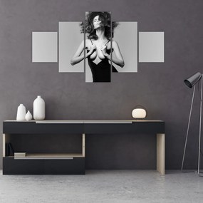 Obraz kobiety w czarnej sukience (125x70 cm)