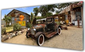 Panel Szklany Zabytkowe Auto Na Tle Kamienic