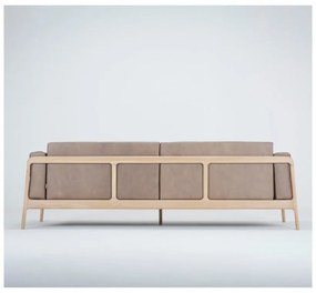 Jasnobrązowa sofa z bawolej skóry z konstrukcją z litego drewna dębowego Gazzda Fawn, 240 cm