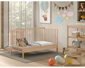 Łóżeczko z litego drewna sosnowego 70x140 cm w naturalnym kolorze DINO – Vipack
