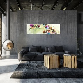 Obraz - malowidło pnącej się kwiaty (170x50 cm)