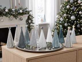 Szklana świecąca choinka TWINKLE z oświetleniem LED 22 cm, odcienie szarości