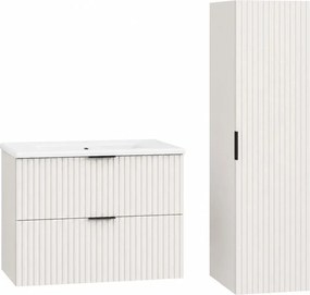 Komplet białych szafek łazienkowych wiszących H8-B38
