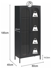 Kremowa metalowa witryna 80x186x40 cm Luna – Støraa