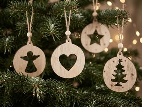 Ozdoba świąteczna RUSTIC JOY drewniana 7,5 cm - różne wzory