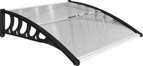 Outsunny Zadaszenie drzwi/okna, odporne na warunki pogodowe, przezroczyste, Aluminium/Poliwęglan, 103x96,5x27cm, Czarne