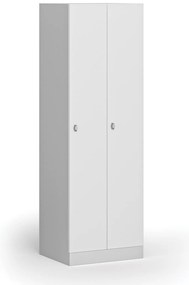 Szafka ubraniowa, 2-drzwiowa, 1850 x 600 x 500 mm, demontaż, zamek obrotowy, drzwi laminowane, biała