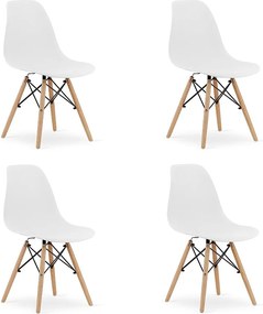 Krzesło Valora OSAKA, białe, naturalne nogi, ergonomiczny design x4