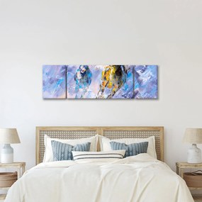 Obraz biegnących koni, obraz olejny (170x50 cm)