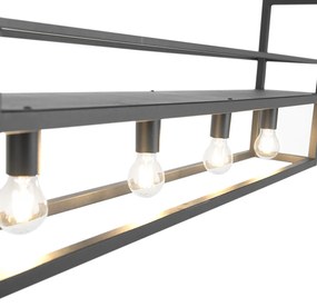 Inteligentna lampa wisząca czarna z półką w komplecie, 4 x Wi-Fi A60 - Cage Rack Nowoczesny Oswietlenie wewnetrzne