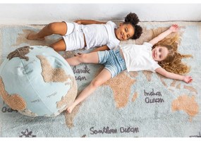 Niebieski/beżowy dziecięcy worek do siedzenia World Map – Lorena Canals