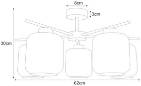 Sufitowa lampa z pięcioma szklanymi kloszami beżowa N7-G89