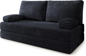 Masseno Sofa piankowa SILAR z funkcją spania, Kanapa z pianki do salonu, Bezmontażowa, Tkanina sztruksowa – Czarny TILIA 100