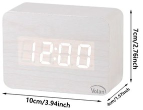 Zegar budzik drewniany led elektroniczny cyfrowy stojący - termometr + data