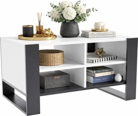 Nowoczesny prostokątny stolik kawowy czarny + biały H7-L01