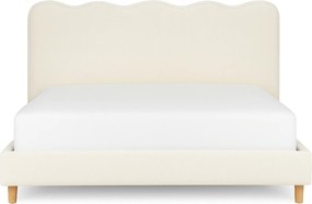 Łóżko Tapicerowane 160x200 cm IZMIR ze Stelażem Dwuosobowe Boucle Kremowe