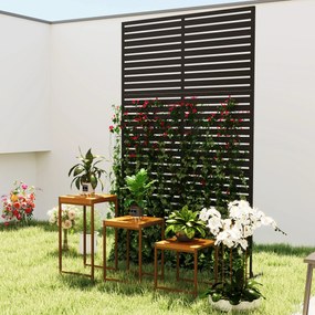 Outsunny Zewnętrzny Parawan Metalowy, Design z Lameli, Dekoracyjny Parawan Rozdzielający na Taras, Ogród, Balkon, Czarny