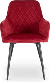 Krzesło Tapicerowane do Jadalni BRESSO Bordowe Welurowe Nowoczesne Loft