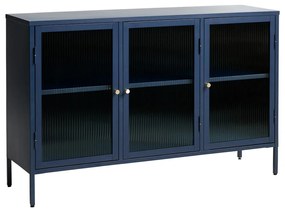 Niebieskia metalowa witryna Unique Furniture Bronco, wys. 85 cm
