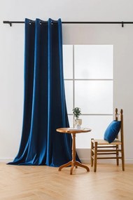 Królewsko niebieska zasłona zaciemniająca VELVET 140x270 cm Zawieszanie: Taśma z wiązaniami