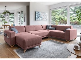 Różowy rozkładany/ze schowkiem narożnik (prawostronny/w kształcie litery U) Classy Sophie – Miuform