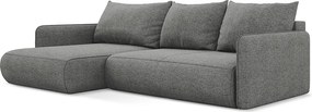Narożnik lewostronny z funkcją spania - z tkaniny szenilowej - słoniowy - NANEA