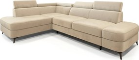 Masseno Narożnik AVISE z funkcją spania i pojemnikiem na pościel Narozniki L, Rozkładana sofa - Kremowy, MONOLITH 04