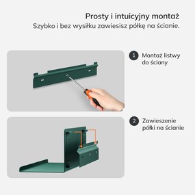 Metalowa półka ścienna Modern Joanne 40 cm, kolor butelkowa zieleń
