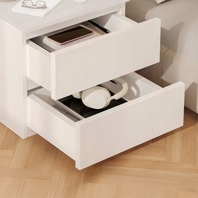 Biały stolik nocny z szufladami, 41×32×30 cm, nowoczesny design