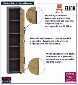 Nowoczesny regał zamykany dąb artisan + antracyt K3-T79