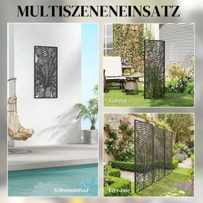 Outsunny Parawan 65 x 130 cm Wolnostojący Wiszący, Dekoracyjna Osłona z Metalu, Czarny | Aosom PL
