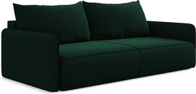 Kanapa 3-osobowa z funkcją spania - z tkaniny welwetowej - butelkowa zieleń - NANEA