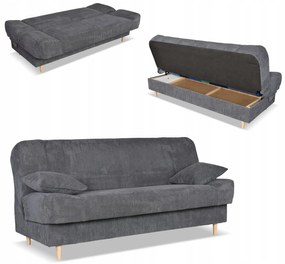 Kanapa sofa Belito rozkładana pojemnik f spania BONELL ciemno szara sztruks