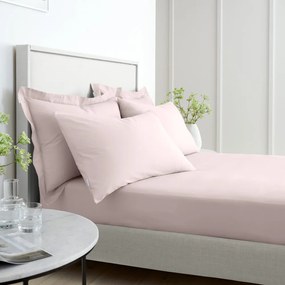 Różowe prześcieradło z perkalu bawełnianego z gumką 185x200 cm Cotton Percale – Bianca