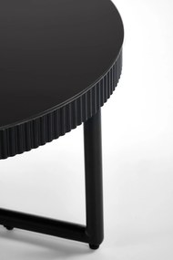 Okrągła czarna ława 60/30 cm szkło/MDF/stal COSMO S