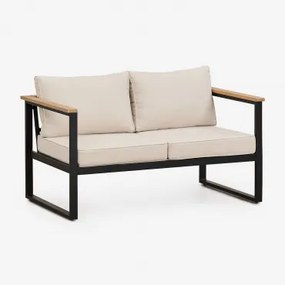 Dwuosobowa Sofa Ogrodowa Z Aluminium I Drewna Akacjowego Lipov Czarna - Sklum