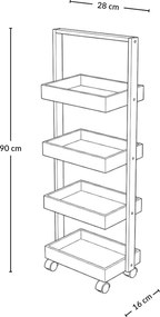 Wąski regał bambusowy, 4 koszyki VINK, 90 cm