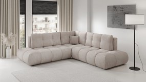 Masseno Narożnik DUCA z funkcją spania i pojemnikiem na pościel Narozniki L, Rozkładana sofa - Beżowy, FLOW 03