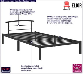 Czarne metalowe łóżko pojedyncze 100x200 cm Sirena