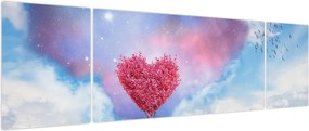 Obraz - Drzewo z różowym sercem (170x50 cm)
