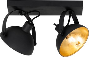 Industrialna lampa sufitowa czarna ze złotem 2-punktowa regulowana - Magnax