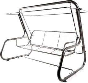 4-osobowa ogrodowa huśtawka metalowa, rozkładana, antracyt