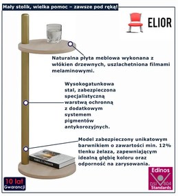 Pomocniczy stolik z okrągłym blatem dąb sonoma + złoty  S6-E59